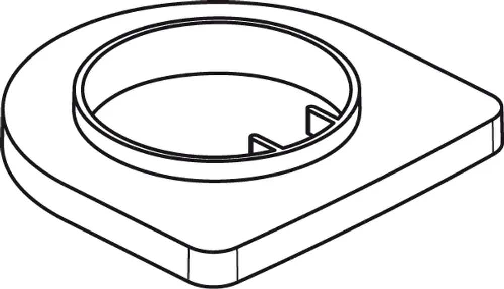 Platte von Ideal Standard, mit kreisförmiger Aussparung in der Mitte und rechteckiger Form, die an der Unterseite eine flache Oberfläche hat.